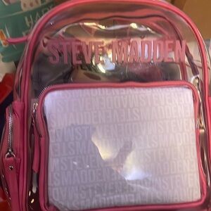 New with tag Steve Madden clear with pink trim backpack.